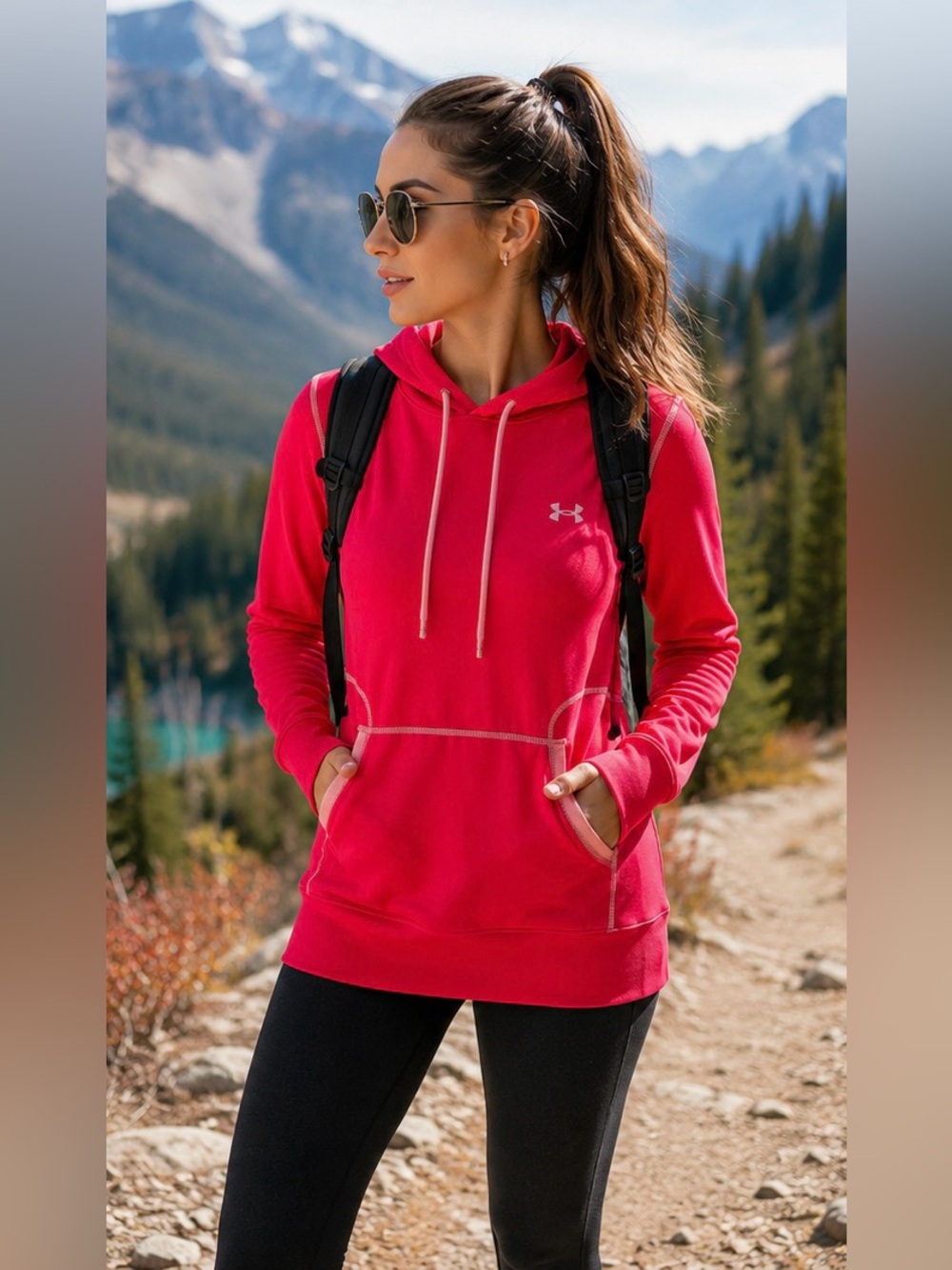 Under Armour AllSeasonGear Pink Lightweight Performance Hoodie Tunic Pullover, S